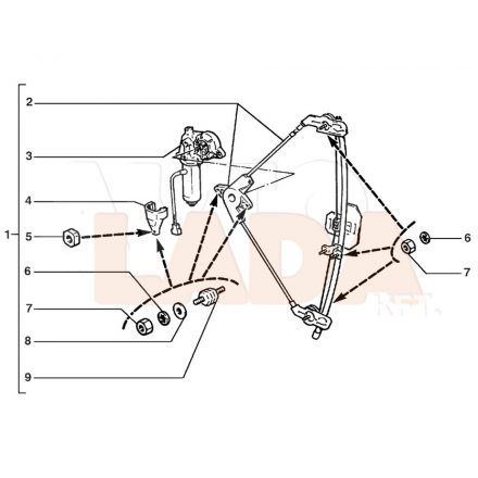 2110 Lada jobb első elektromos ablakemelő szerekezet motorral komplett