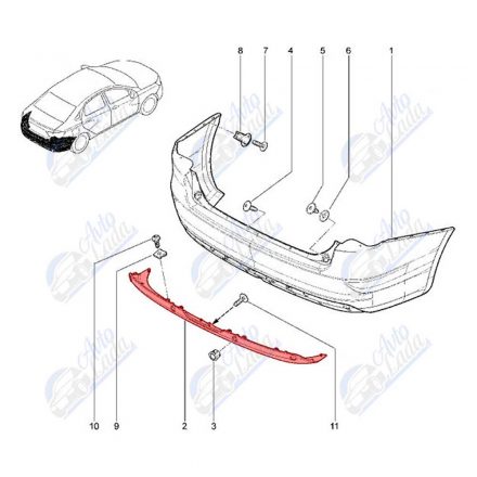 Lada Vesta Sedan hátsó lökhárító alsó betét Avtovaz